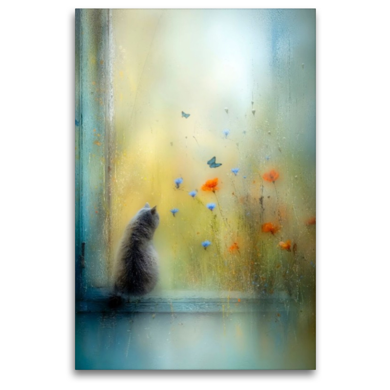 Die Katze auf der Fensterbank - kaum sichtbar, ganz da