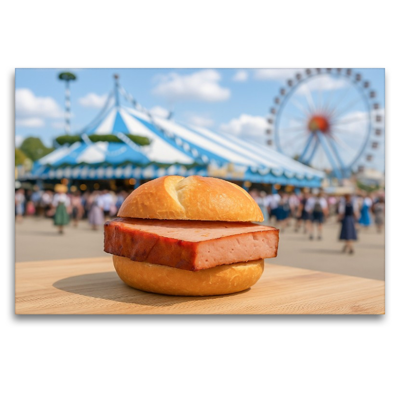 Volksfest in Bayern mit Leberkässemmel und Bier