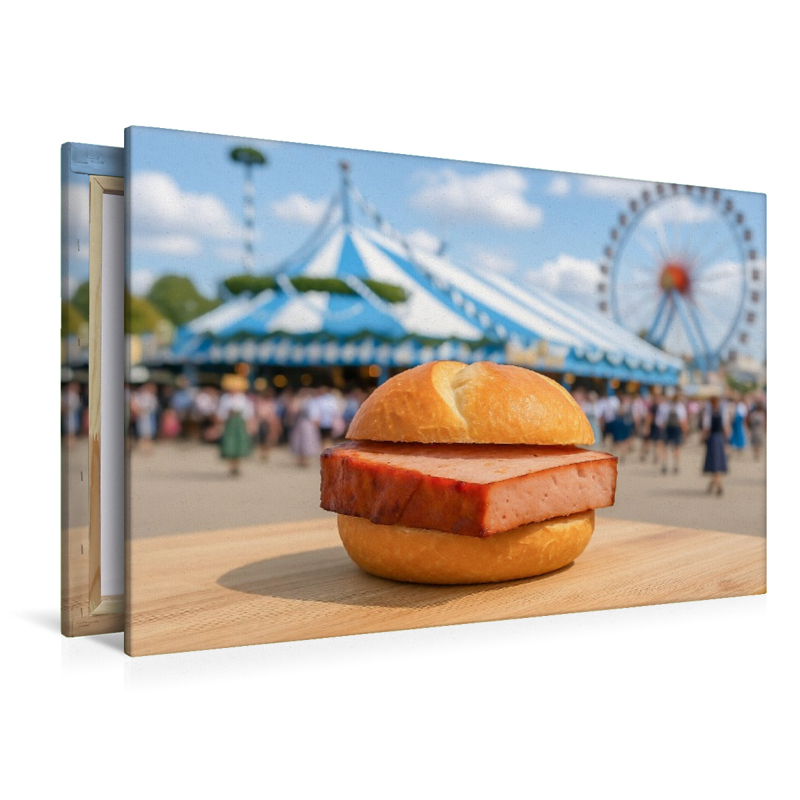 Volksfest in Bayern mit Leberkässemmel und Bier