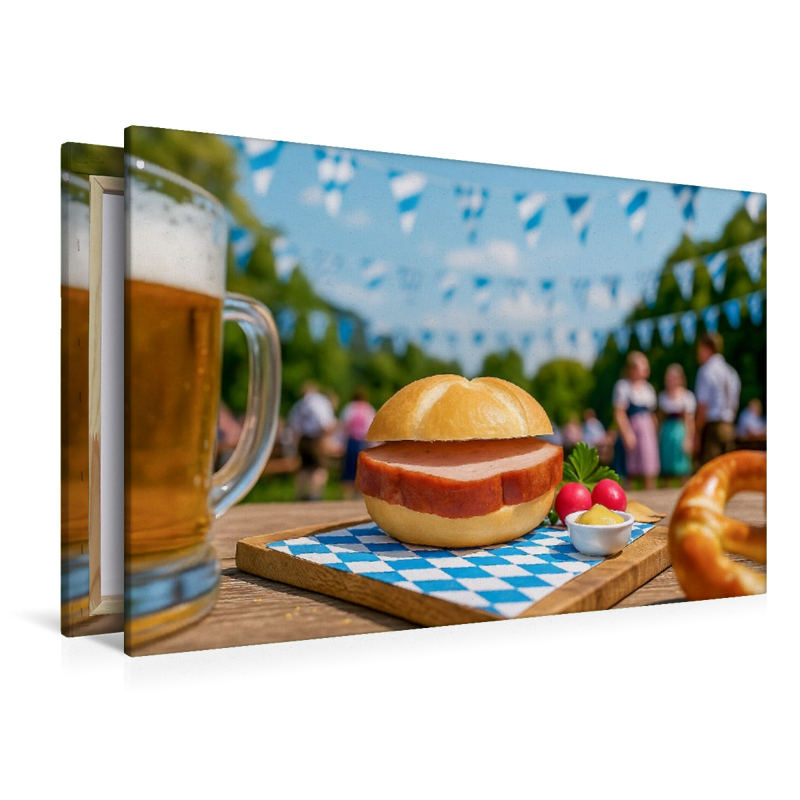 Leberkässemmel mit Brezn im Biergarten in Bayern