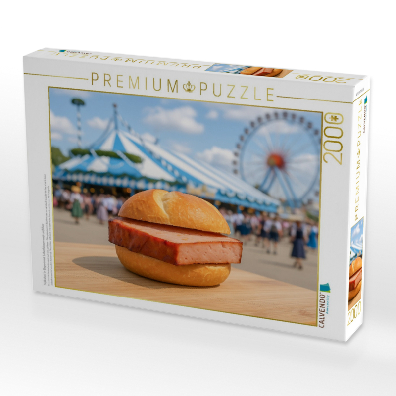Volksfest in Bayern mit Leberkässemmel und Bier
