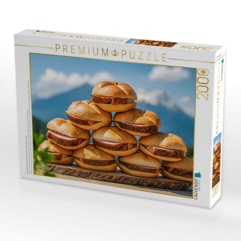 Bayerische Leberkässemmeln vor Alpenpanorama
