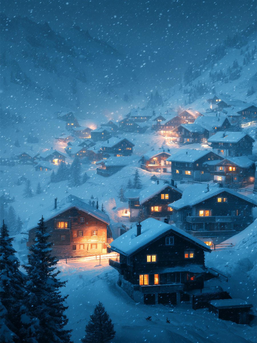 Ein Dorf im Zauber des Schnees