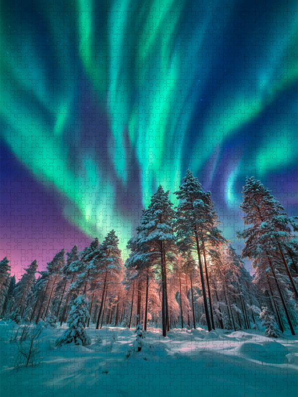 Bunte Nordlichter tanzen am Himmel