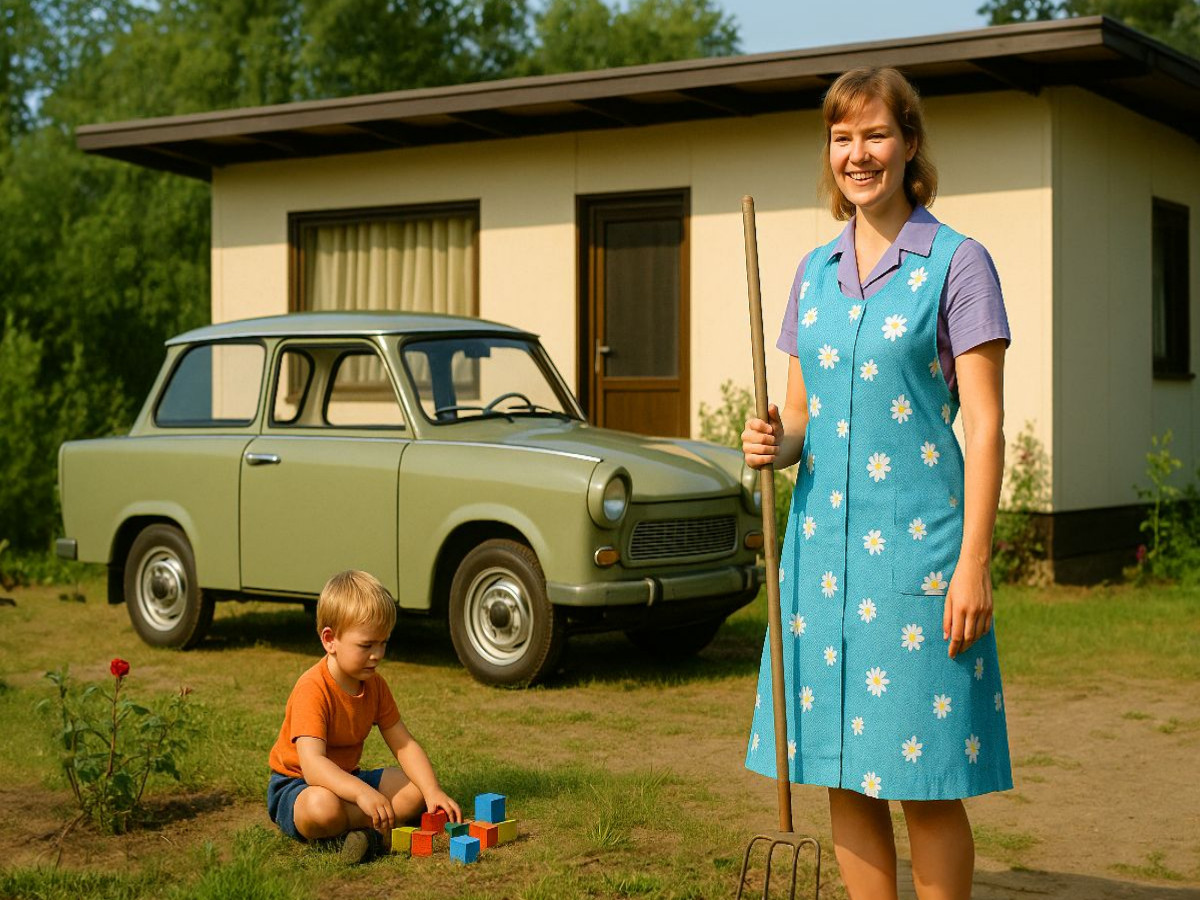 Das kleine Glück mit Datsche und Kittelschürze und Trabant 601
