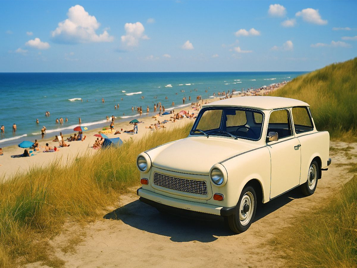 Nach vielen Stunden Fahrt an der Ostsee - Trabant 601