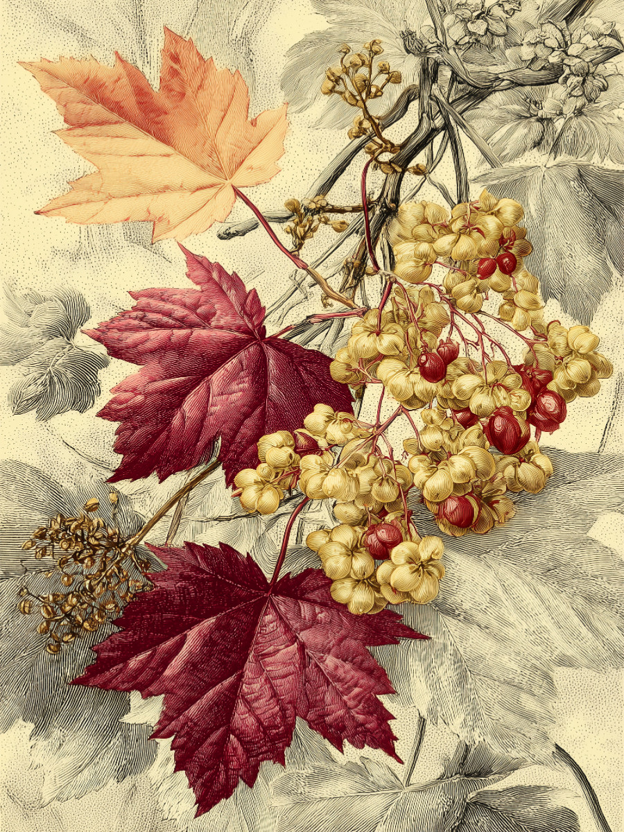 Ahornblätter, warme Farbenspiele des Herbstes