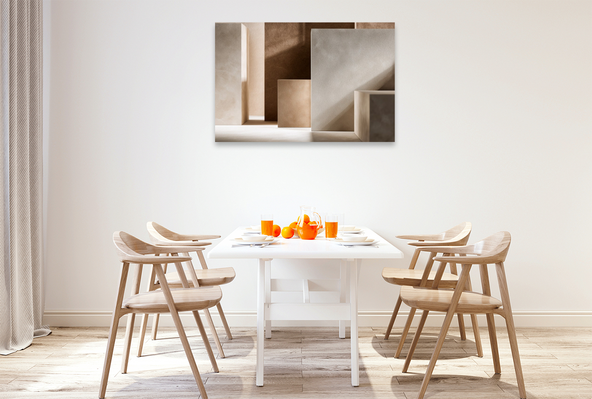 Beige Farbfelder, ruhige Harmonie in klaren Formen