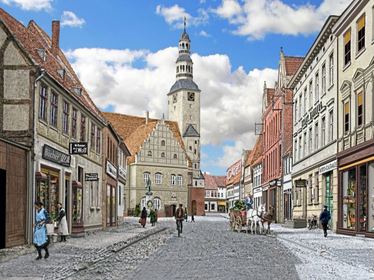 Gardelegen – Stendaler Straße mit Rathaus um 1918