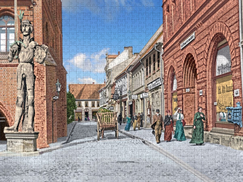 Stendal – Marienkirchstraße und Roland um 1910