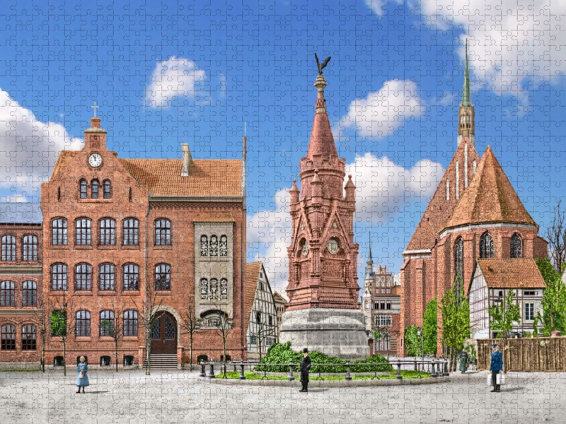 Salzwedel – Kriegerdenkmal und Mönchskirche um 1915