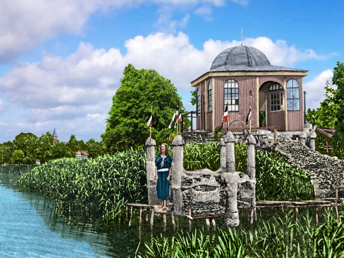 Arendsee (Altmark) – Gustaf Nagel am Tempel des Seeufers um 1905