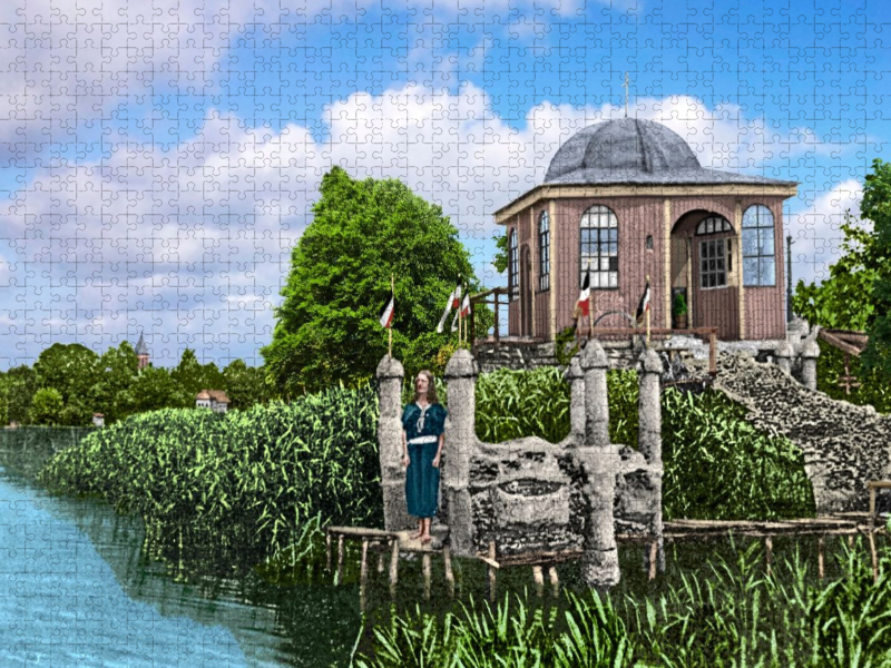 Arendsee (Altmark) – Gustaf Nagel am Tempel des Seeufers um 1905