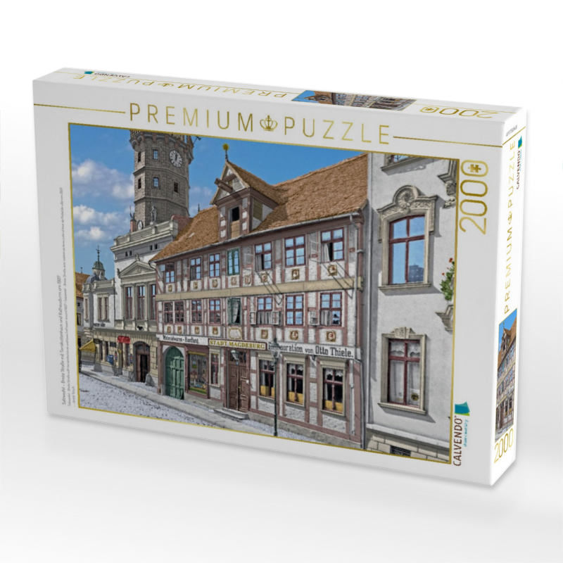 Salzwedel – Breite Straße mit Terrakottenhaus und Rathausturm um 1907