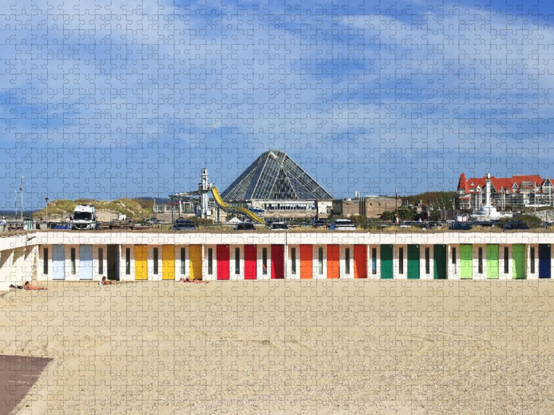 Le Touquet-Paris-Plage, bunte Badehäuschen am Strand