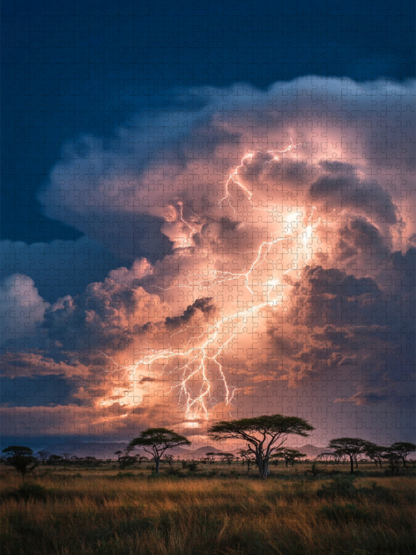 Blitze zeichnen das wilde Herz Afrikas in die Nacht