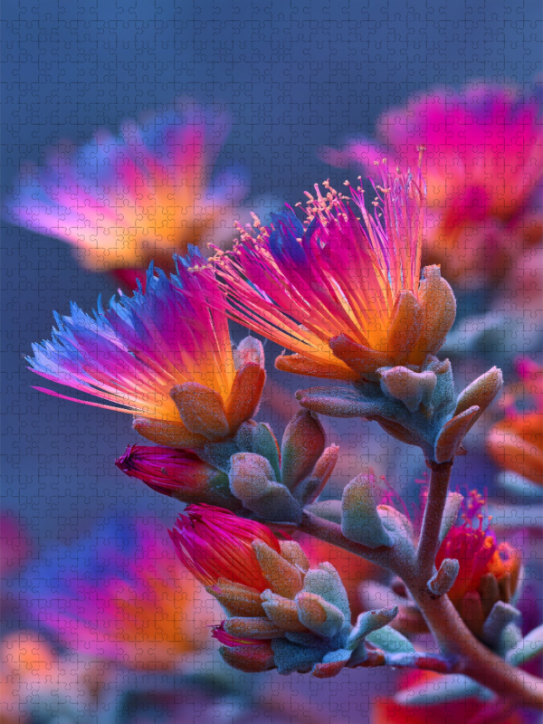 Wüstenblüte nach Regen, seltenes Zusammenspiel