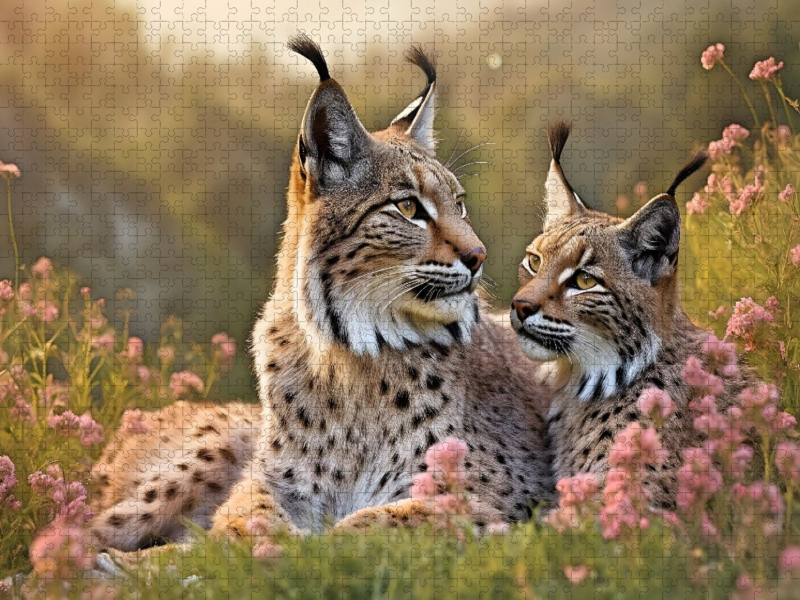 Verliebtes Luchspärchen in Paarungsstimmung