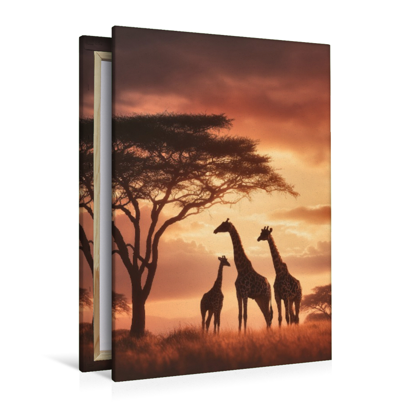 Giraffen unter dem Abendhimmel