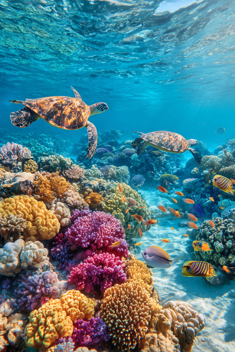 Korallenriff mit Meeresschildkröten