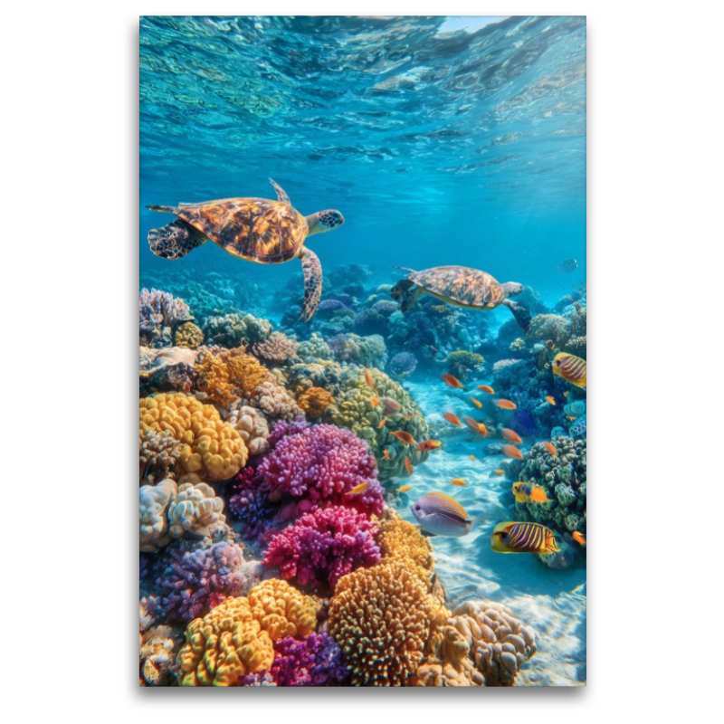 Korallenriff mit Meeresschildkröten