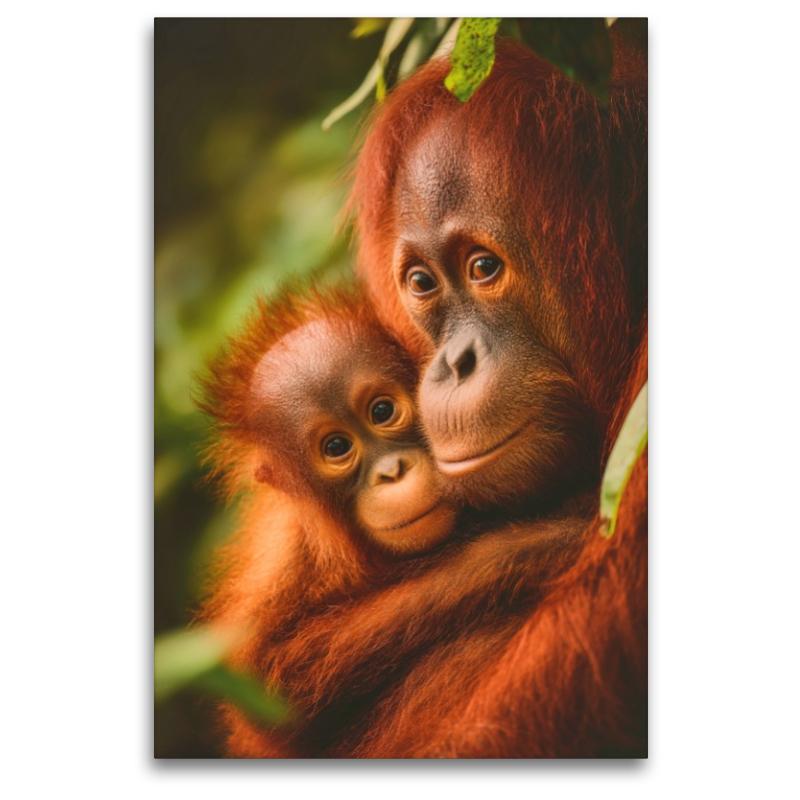 Orang-Utan mit Jungtier