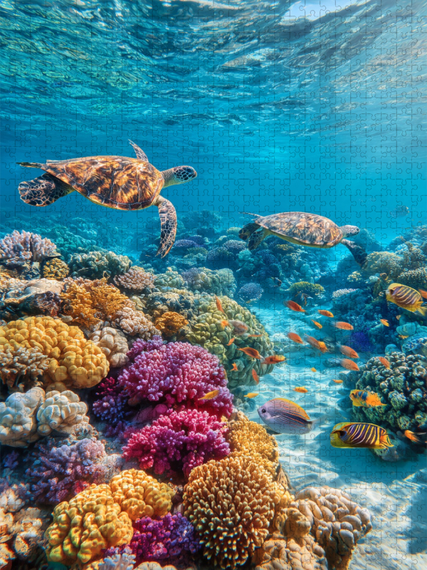 Korallenriff mit Meeresschildkröten