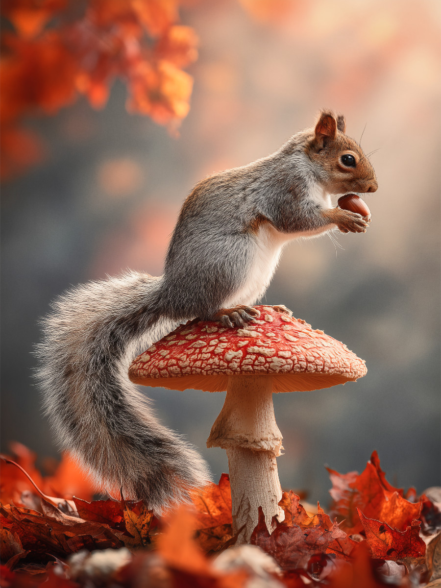 Ein König auf seinem Herbstthron, das Leben ist ein Nussabenteuer