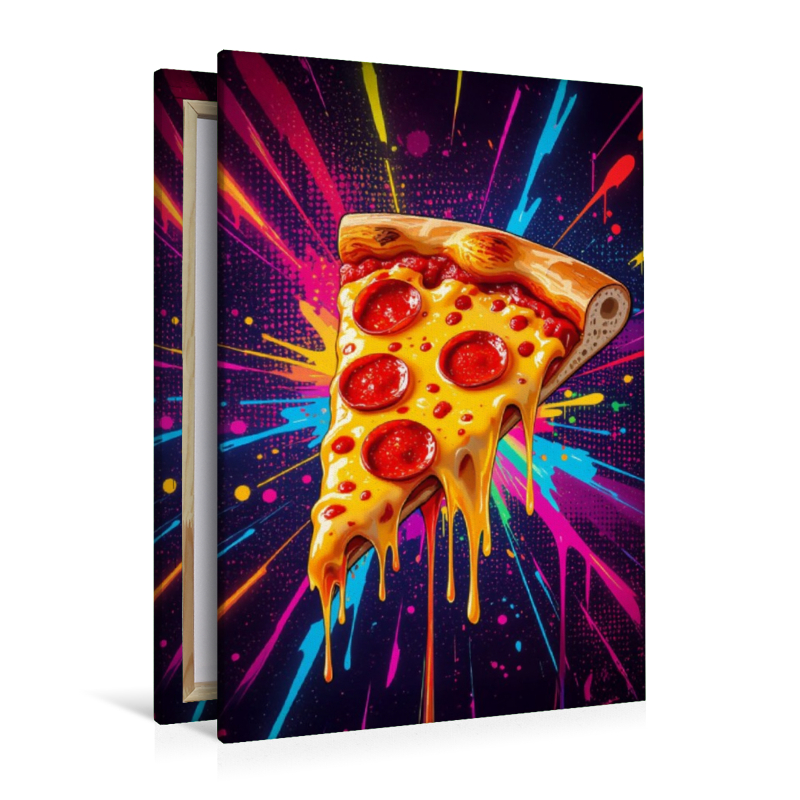 Pizza Slice im Farbgewitter