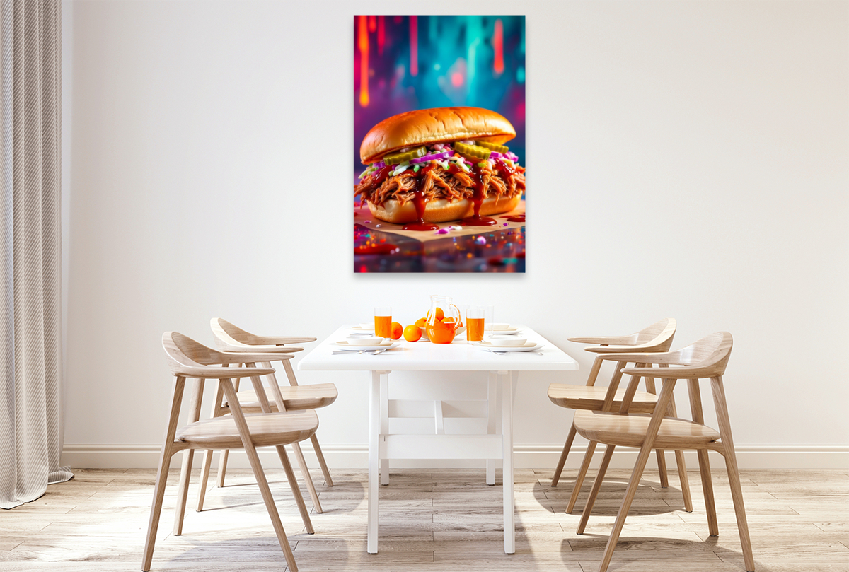 Pulled Pork Burger im Farbfeuer