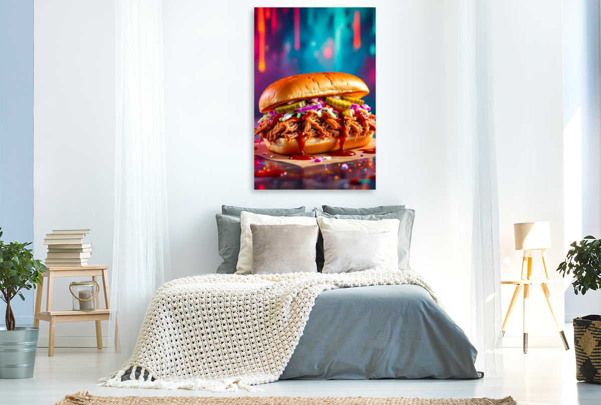 Pulled Pork Burger im Farbfeuer