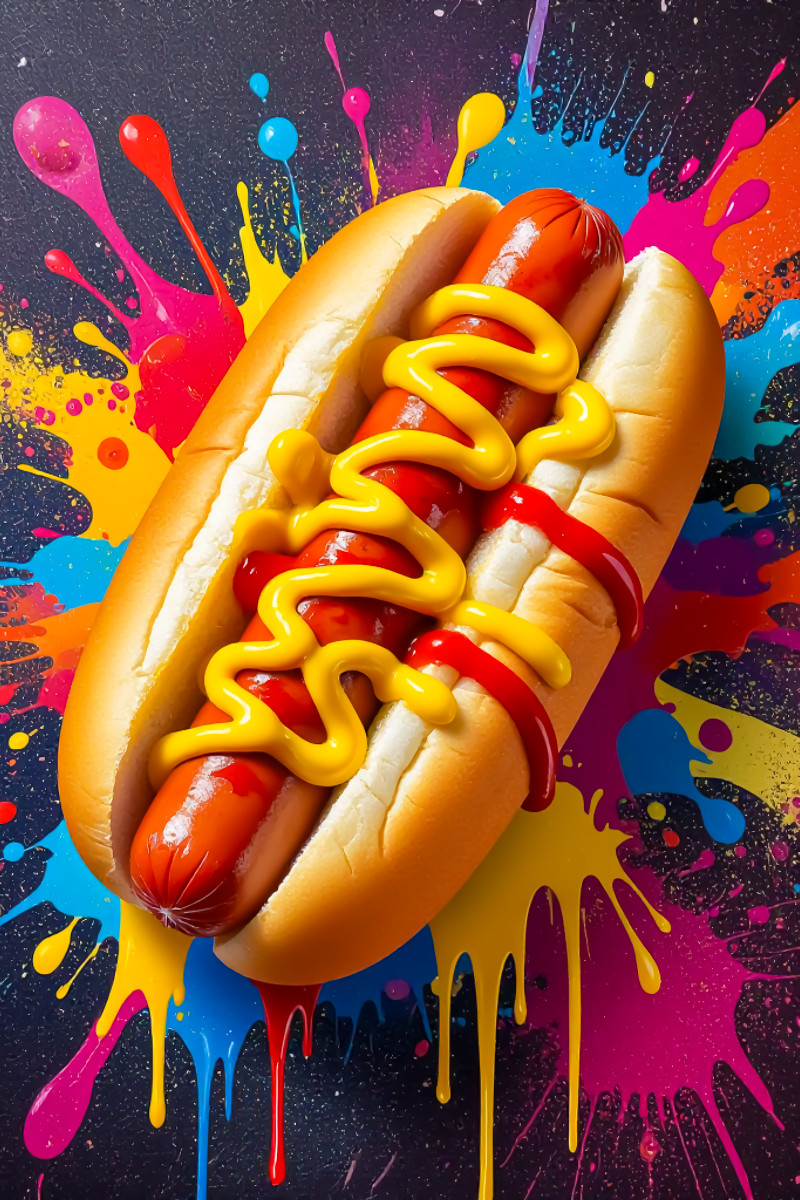 Hot Dog im Farbsturm