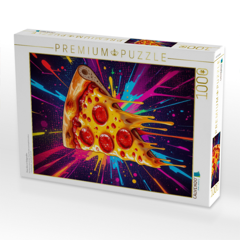 Pizza Slice im Farbgewitter