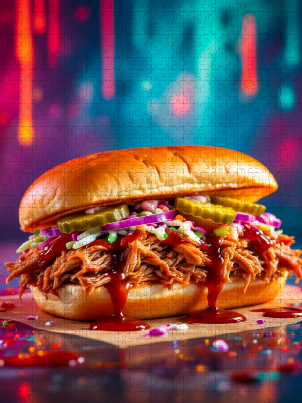 Pulled Pork Burger im Farbfeuer