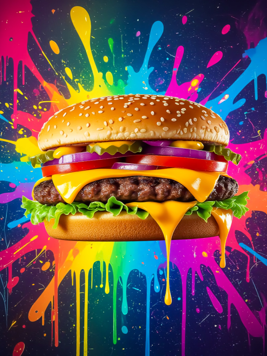 Cheeseburger im Farbflash