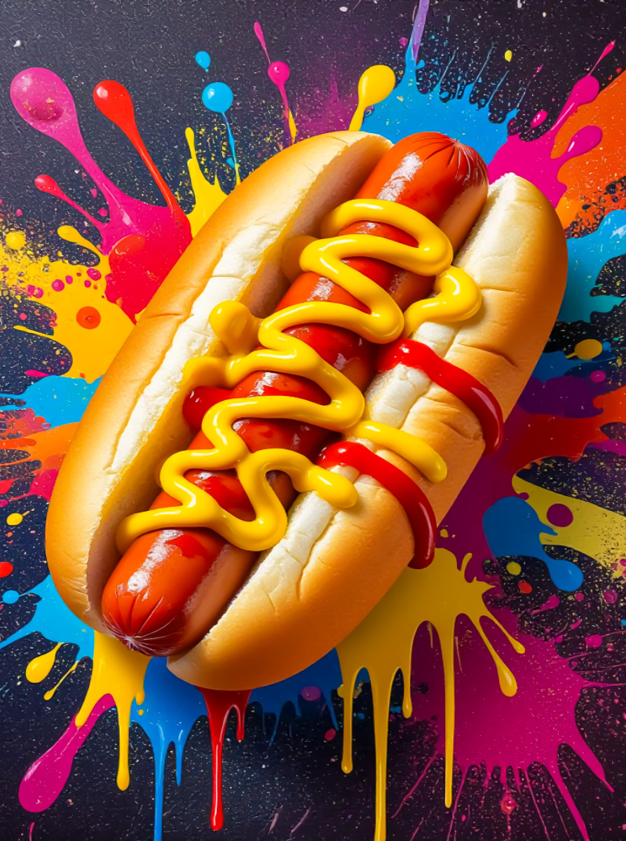 Hot Dog im Farbsturm