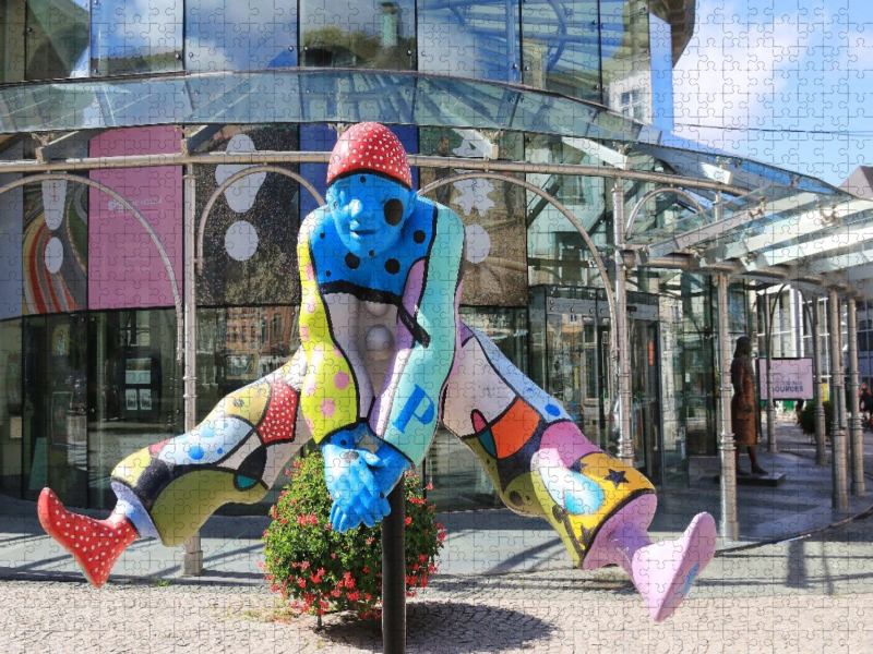 Der Pierrot, das charakteristische Logo von Spa in Belgien