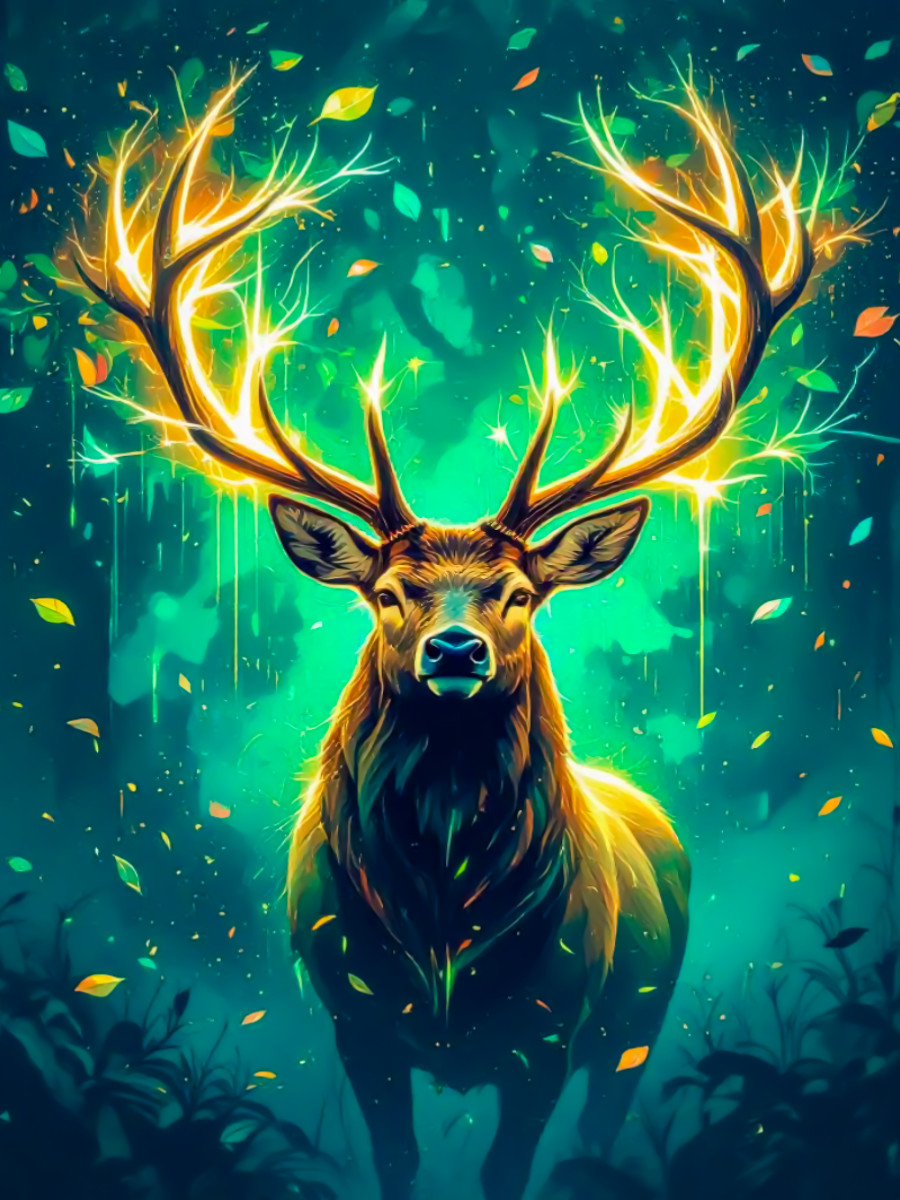 Magischer Hirsch im Lichtschein