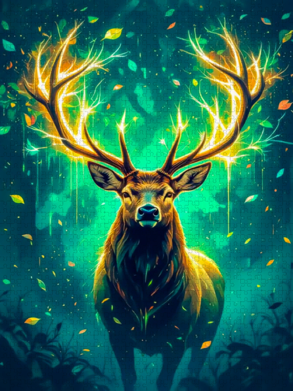 Magischer Hirsch im Lichtschein
