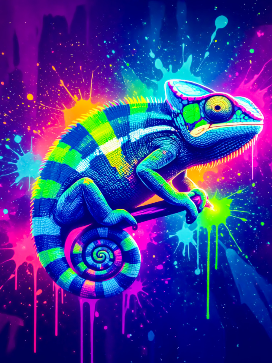 Farbexplosion des Chamäleons