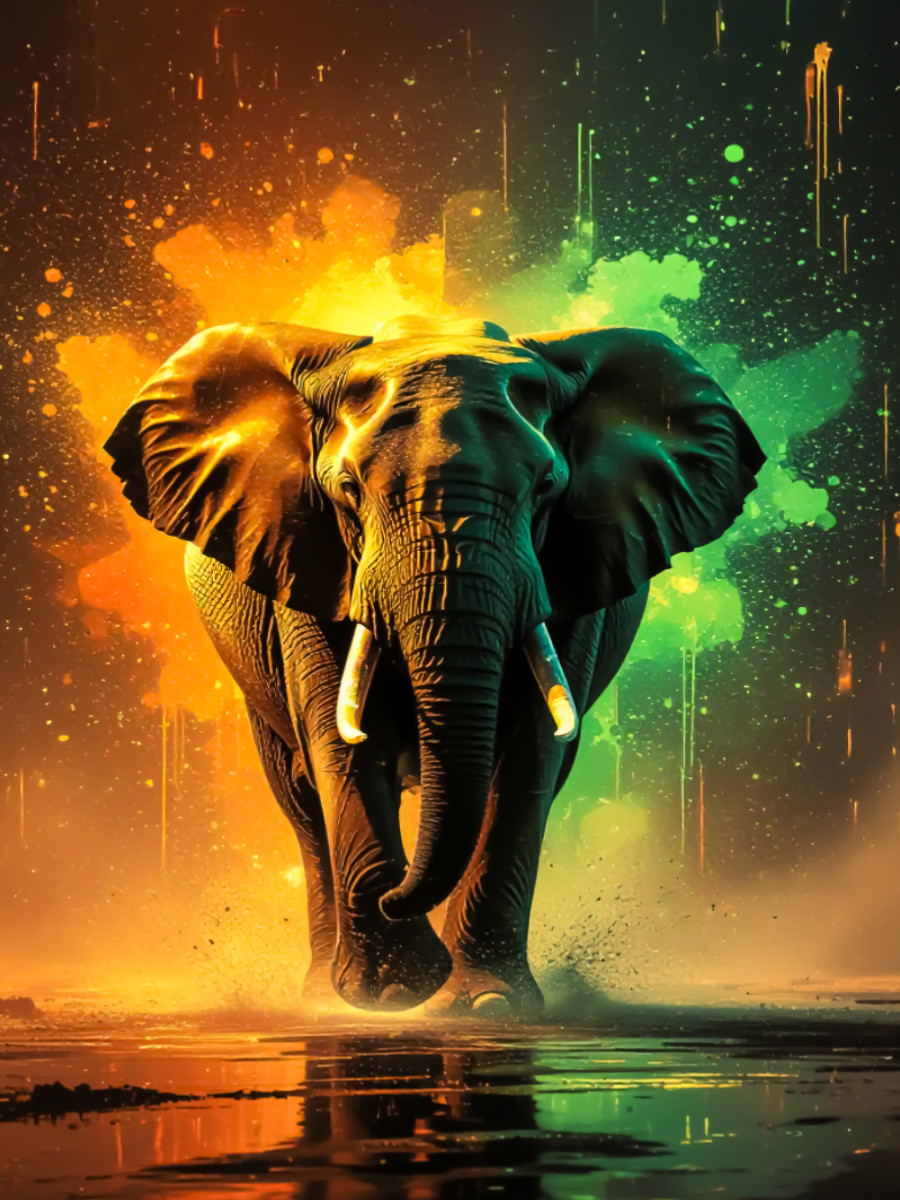 Elefant in bunten Farben