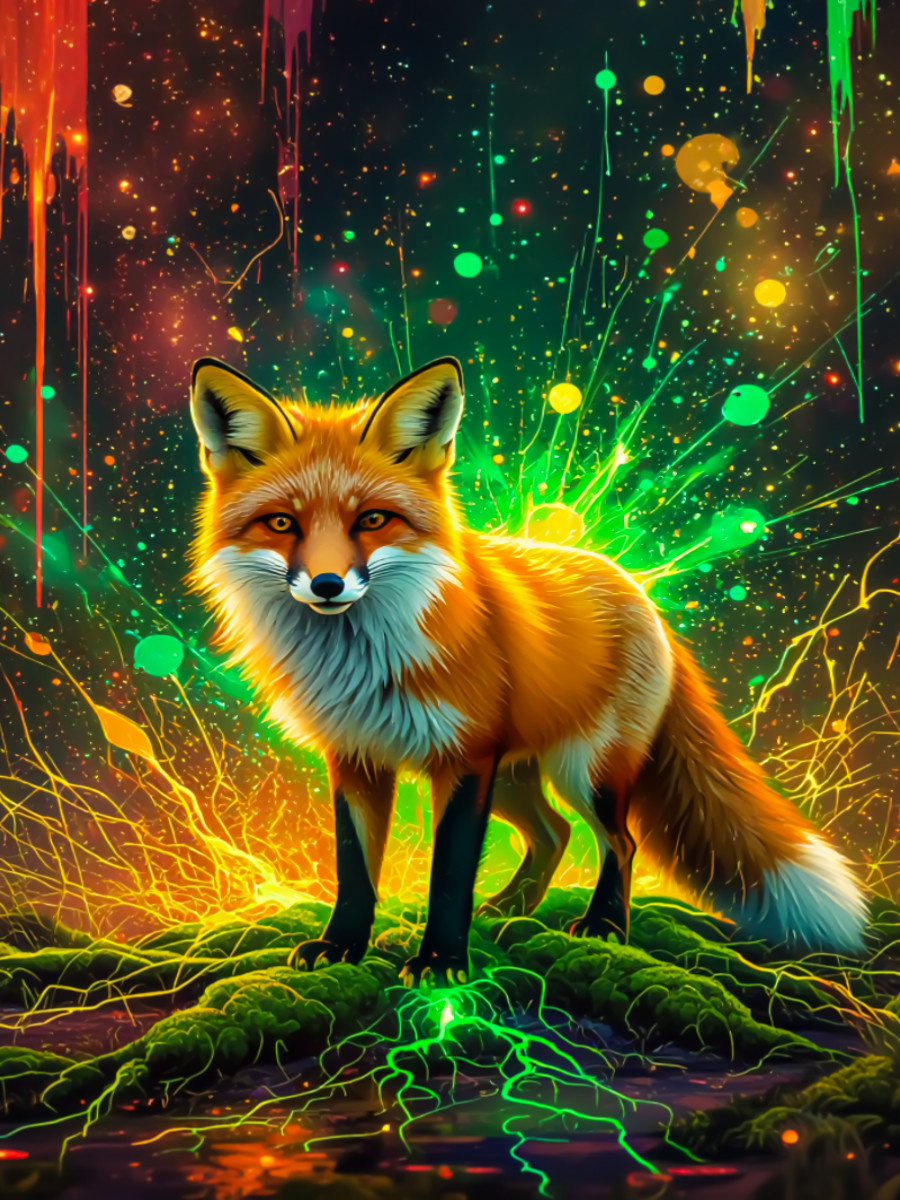 Fuchs im Farbenzauber der Nacht