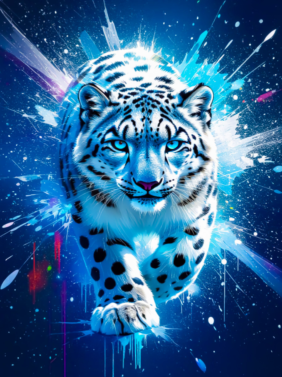 Schneeleopard im Sternenleuchten