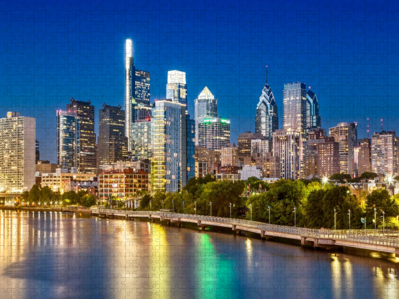 Blick von der South Street Bridge auf Downtown Philadelphia