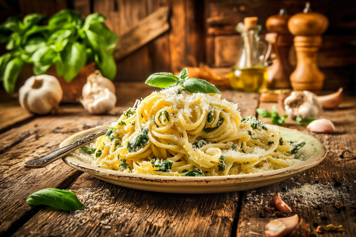 Italienische Pasta, Genuss auf rustikalem Teller