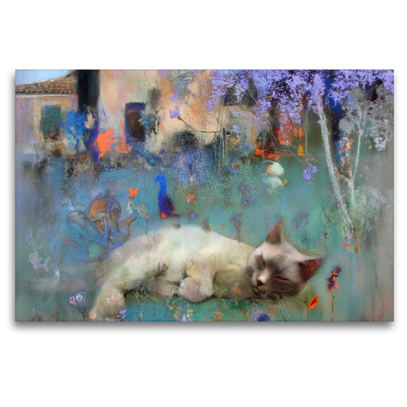 Schlummernde Katze im Garten