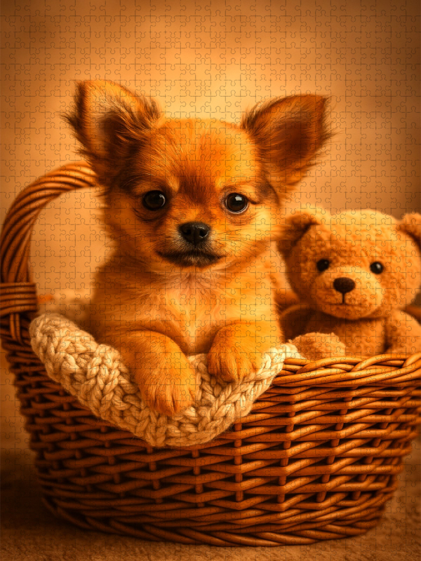 Chihuahua Diamonds – Frau Fuchs im Korb der Geborgenheit