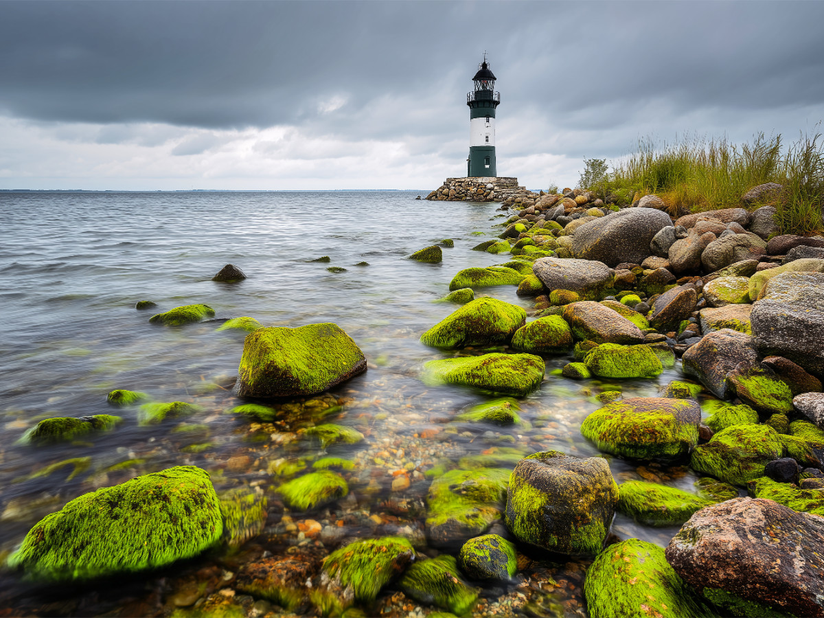 Umgeben von moosbedeckten Zeugen zeigt der Wächter den Seeleuten ihren Weg
