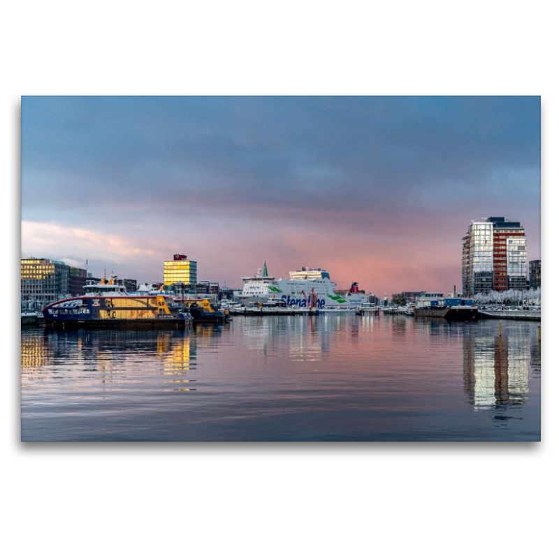 Winterliche Abendstimmung an der Hörn mit Blick zur Klappbrücke