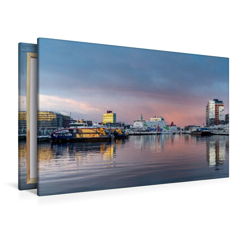 Winterliche Abendstimmung an der Hörn mit Blick zur Klappbrücke